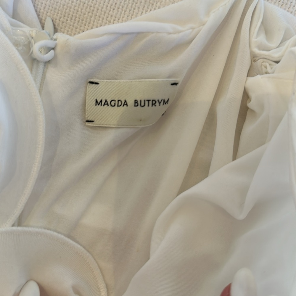 Magda Butrym White Ruched Midi Dress FR38 - Picture 6 of 9